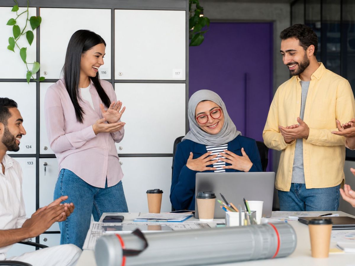 Illustrative photo: colleagues working together in an office.
